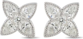 Luxury Bazaar 18K White Gold 2.81 ct Diamond Quatrefoil Stud Earrings AER-20030