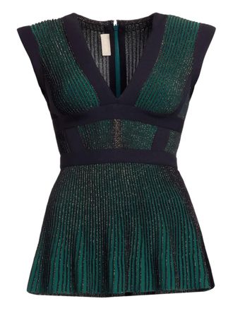 Elie Saab metallic top - women - Viscose/Polyester/Metallised Fibres - 36 - Green