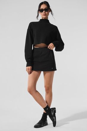 Alo | Polar Fleece Wintry Mix Skirt in Black, Size: Small