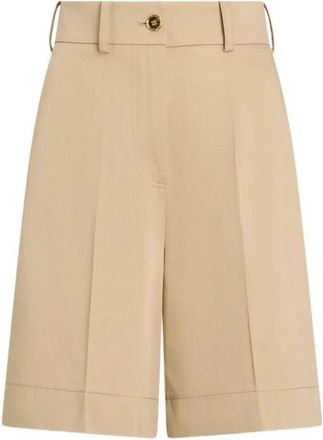 Patou High-Waisted Wide-Leg Tailored Shorts - Dames - Bermuda - Beige - XS - Wol - Korte Broeken