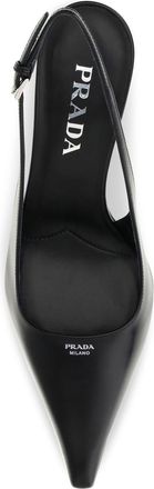 Prada Womens Pumps Leather Slingback Black High Heel Shoes