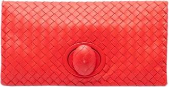 Bottega Veneta Pre-owned Geweven Nappa Lederen Clutch - Dames - Vintage Clutch - Rood - ONE Size - Vintage