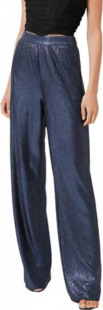 Line & Dot High Rise Wide Leg Sequin Pant In Blue