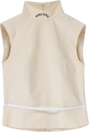 Moschino Alta Sartoria Top - Dames - Tops zonder mouwen - Beige - M - Katoen - Tops