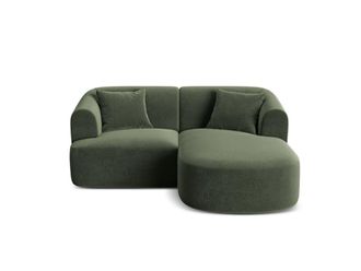 Cosmopolitan Design Sof&aacute; esquinero derecho modular 3 plazas de terciopelo verde