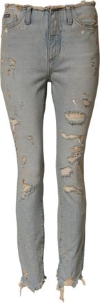 Dolce & Gabbana Womens Light Blue High Waist Skinny Denim Jeans Cotton Elastane Clothing