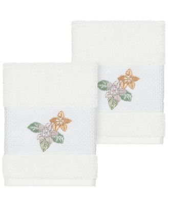 Linum Home Textiles 100% Turkish Cotton Caroline 2Pc Embellished Washcloth Set