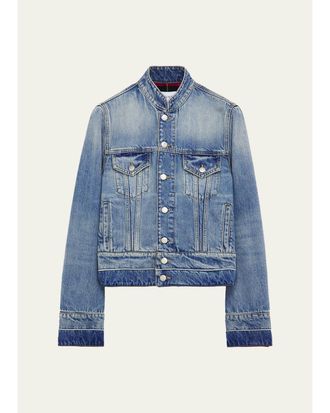 Alexander McQueen Mens Band-Collar Denim Jacket