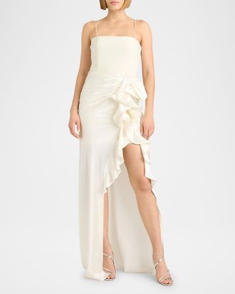 Cinq à Sept Drina Sleeveless Satin Wrap Gown
