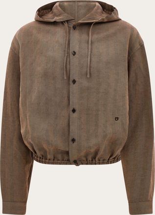 Ferragamo Men Hooded lightweight blouson Brown