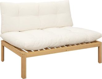 vidaXL Unidad Sof&aacute; Medio Acacia Claro Y Crema Madera De Acacia Vidaxl