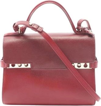 Delvaux Pre-owned Tempete PM Leder 2way Handtas - Dames - Vintage Handtas - Rood - ONE Size - Leer - Vintage