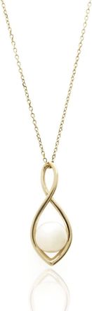 MAX + STONE 14k Yellow or White Gold Freshwater Single Pearl Infinity Necklace with 16-18 Inch Chain