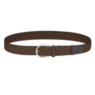 Ferragamo Mens Gancini Woben Fabric Belt, Size 105