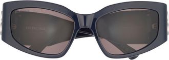 Balenciaga 57mm Rectangular Sunglasses in Blue Blue Grey at Nordstrom Rack