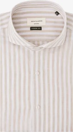 Gentiluomo Linnen Overhemd | Beige Gestreept