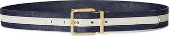 Lauren Ralph Lauren Two-tone Reversible Crosshatch Belt Womens Belts Refined Navy/Soft White : MD (34 Waist), Leather