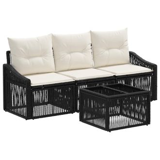 vidaXL Conjunto De Sof&aacute;s De Jard&iacute;n 4 Uds. Negro Rat&aacute;n Sint&eacute;tico Vidaxl