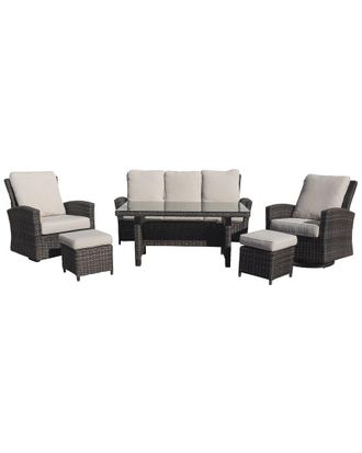 Courtyard Casual Cheshire Recline 6 Pc Sofa & Swivel Glider Set Chow Dining