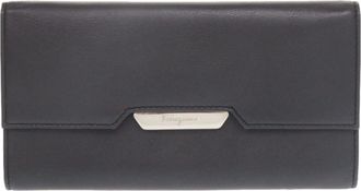 Ferragamo Black Leather Wallet (Tri-Fold) (Pre-Owned)