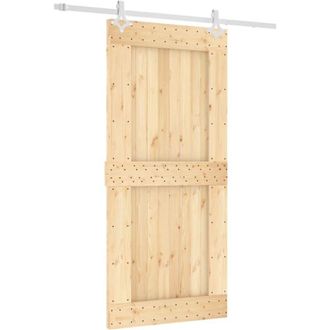 vidaXL Puerta Corredera Con Herrajes Madera Maciza De Pino 95x210 Cm Vidaxl