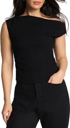 Spanx Shirred One-Shoulder Top in Classic Black at Nordstrom, Size X-Large