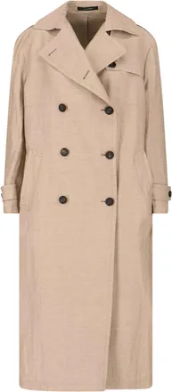 Tagliatore Beige Double-Breasted Wool Cotton Trench