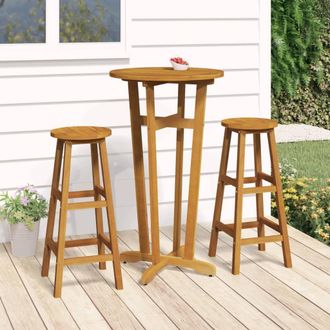 Berkfield Home 3 Piece Bar Set Solid Wood Acacia in Brown