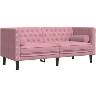 vidaXL Vidaxl - Sof&aacute; Chesterfield 2 Plazas Con Cojines Terciopelo Rosa