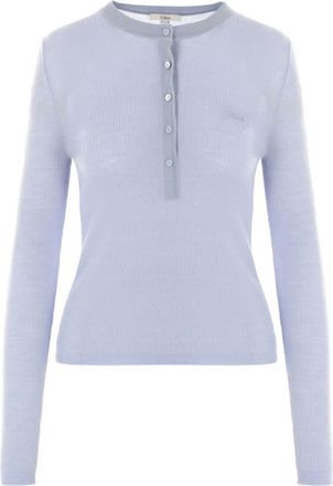 Chloé ribbed long-sleeves Henley T-shirt - Blue