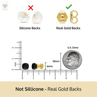 MAX + STONE 14k Yellow or White Gold 6MM Cushion Cut Gemstone Solitaire Gemstone Studs