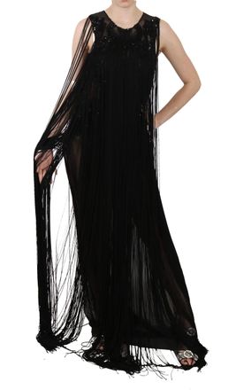 John Richmond Silk Beaded Sequined Sheer Womens Dress