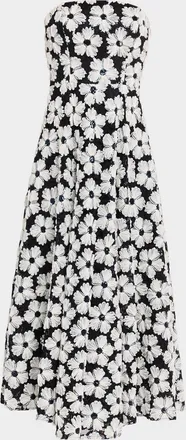 Shoshanna Miller Strapless Floral Tulle Chiffon Maxi Dress