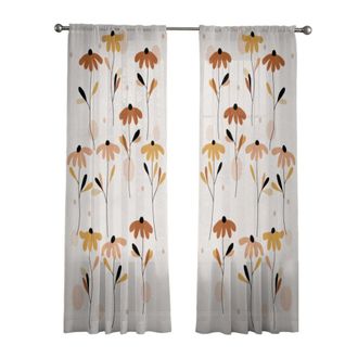 OEM Bufanda Para Ventana Con Estampado De Hojas Y Flores, 4 Piezas, 130x213cm