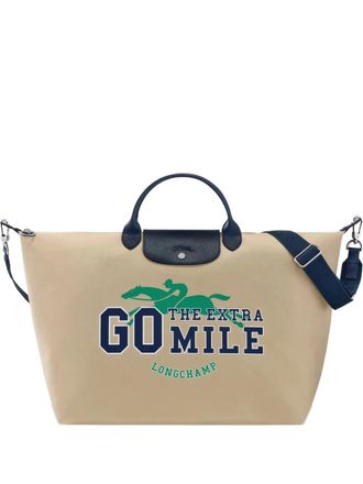 Longchamp logo-print tote bag - women - Cotton - OS - Neutrals