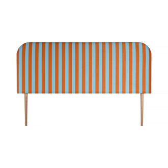 Really Nice Things Cabecero tapizado terciopelo a rayas azul y naranja 160x97cm