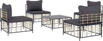 vidaXL Juego De Muebles De Jard&iacute;n 5 Pzas Y Cojines Rat&aacute;n Pe Antracita Vidaxl