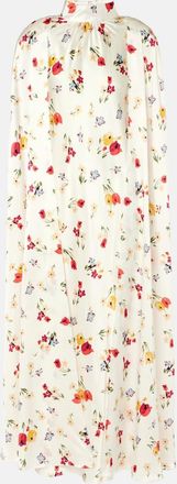 Rodarte Floral caped silk maxi dress