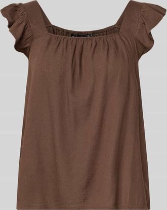 Pieces Regular Fit Blusentop aus Baumwoll-Leinen-Mix Modell PIA in Dunkelbraun, Gr&ouml;&szlig;e XL