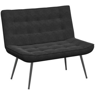 vidaXL Banco De Terciopelo Negro 110x74x84 Cm Vidaxl