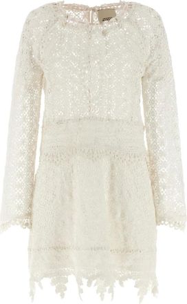 Isabel Marant Kleedjes, Dames, Wit, S, Katoen, Mini Hizene Gehaakte Open Gebreide Katoenen Jurk