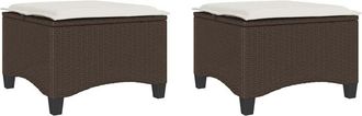 vidaXL Taburetes de jardín con cojines 2 uds marrón 55x55x36 cm Vidaxl