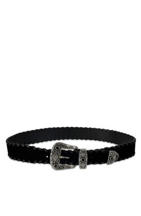 Fortela Black Stone Studded Belt at Nordstrom, Size 90