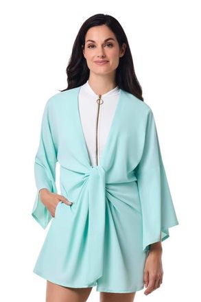 Coolibar Cover-Up with Front Tie, UPF 50+ Sun Protection, Ocean Drive in Misty Aqua at Nordstrom, Size X-Small