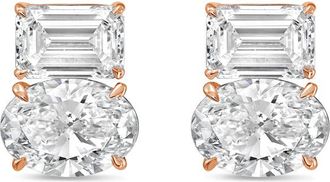 Diana M. Jewels 14kt rose gold 7.00 cts emerald and oval diamond earrings