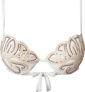 Twin-Set Top bikini con decorazione di strass - Bianco