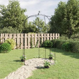vidaXL Vidaxl - Arco De Jard&iacute;n Acero Negro &Oslash;180x255 Cm