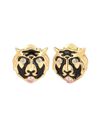 Gabi Rielle 14K Over Silver Cz Rosy Roar Studs