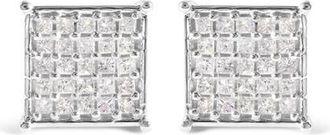 House of Brilliance 10K White Gold 3/4 Cttw Princess Diamond Composite Stud Earrings at Nordstrom