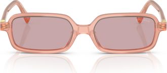Miu Miu 0mu 11zs Translucent Peach Rectangular Sunglasses
